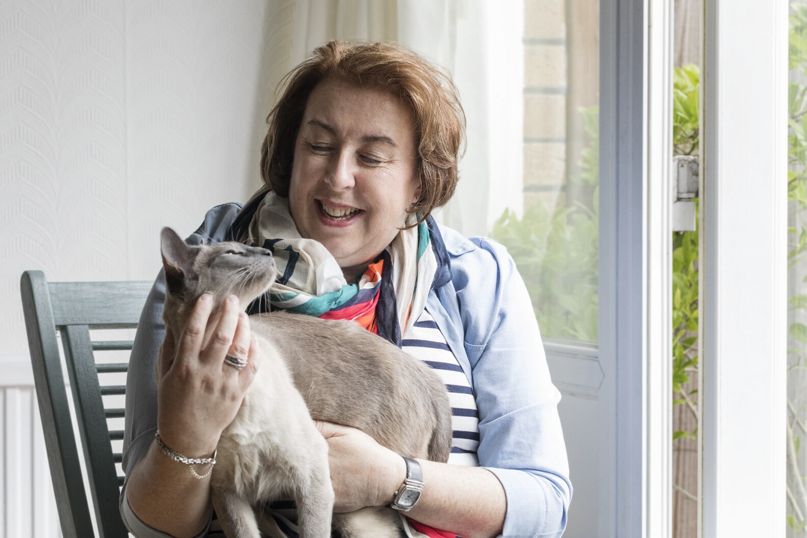 Woman and cat